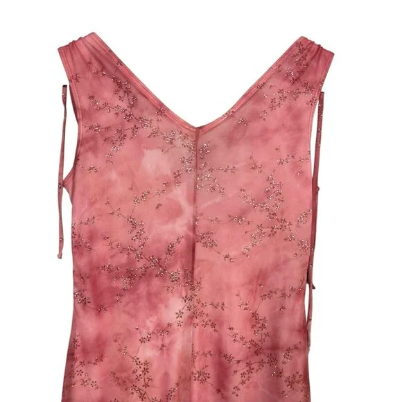 VTG 90s Taboo Women Midi Dress Sz M Pink Fairy Babydoll Y2K Handkerchief Glitter - Picture 13 of 14